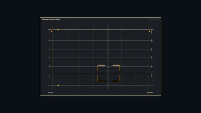 Checkpoint lattice in charcoal and amber lines — alignment lattice wallpaper at 3840x2160