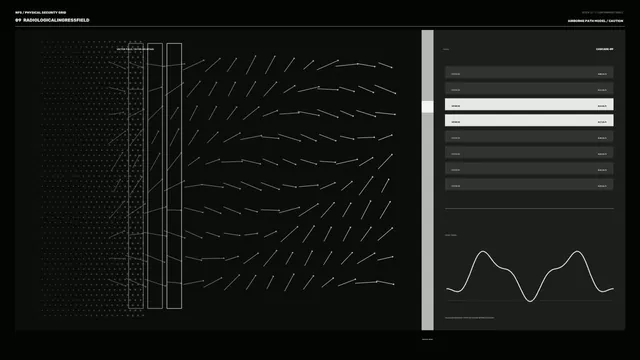 Monochrome vector field with data panels — technical diagram wallpaper at 3840x2160