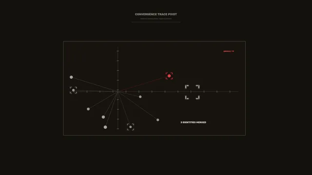 Radial identity map in charcoal and red — coordinate diagram wallpaper at 3840x2160