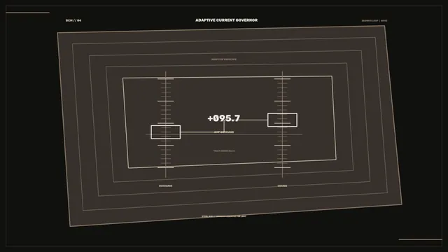 Adaptive current governor in a geometric grid — technical schematic wallpaper at 3840x2160