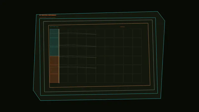 Geometric cell map in teal and amber lines — geometric grid wallpaper at 3840x2160