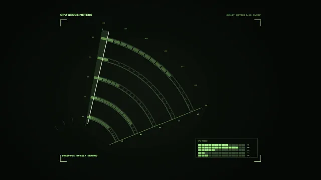 Green radial GPU meter interface on black — gpu meter wallpaper at 3840x2160