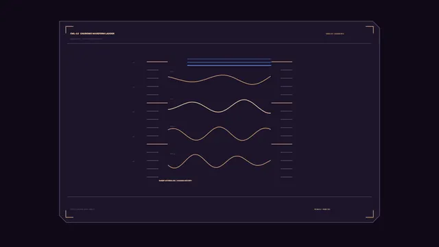 Charging waveforms on a dark technical panel — technical interface wallpaper at 3840x2160