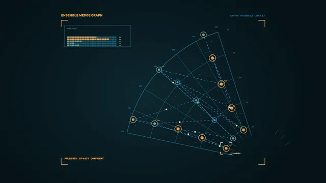 Amber Nodes Across a Deep Blue Network — network diagram wallpaper at 3840x2160