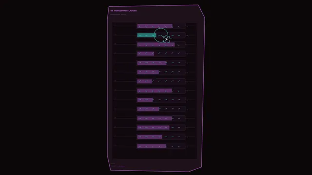 Neon timetable grid in violet and teal — geometric interface wallpaper at 3840x2160