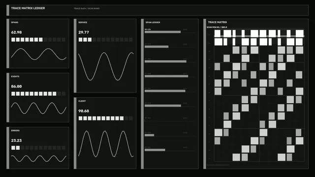 Monochrome Trace Matrix Dashboard — trace matrix wallpaper at 3840x2160