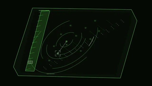 Green radar geometry in deep negative space — radar wallpaper at 3840x2160