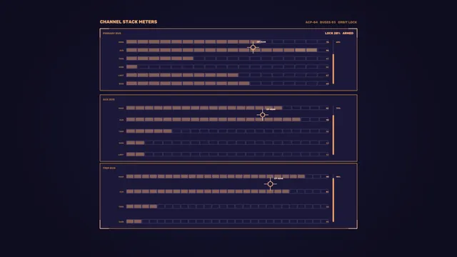 Channel stack meters in amber and indigo — channel meters wallpaper at 3840x2160