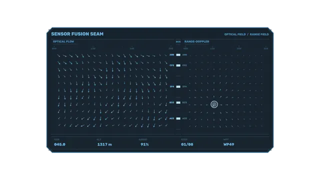 Sensor fusion seam with blue vector fields — sensor fusion wallpaper at 3840x2160