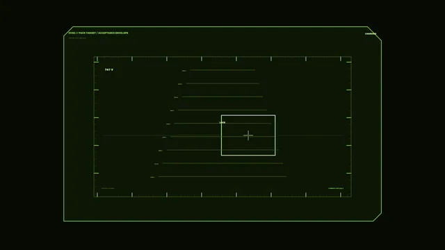 Green targeting grid on a dark technical field — targeting grid wallpaper at 3840x2160