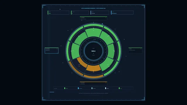 Circular battle management dashboard in neon green — dashboard wallpaper at 3840x2160