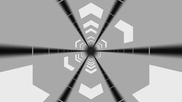 Monochrome tunnel of geometric chevrons — geometric wallpaper at 3840x2160