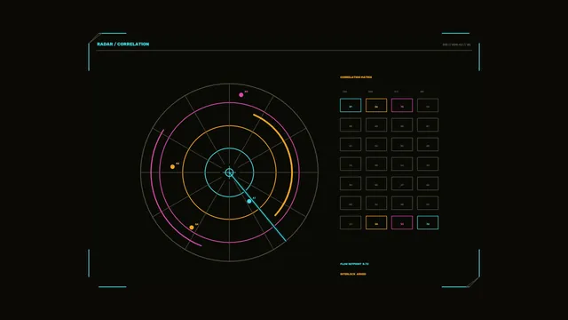 Radar Correlation Matrix in Neon Rings — radar wallpaper at 3840x2160