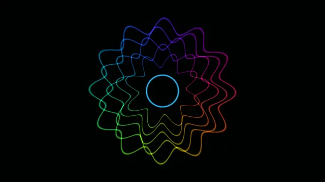 Rainbow light loops around a central blue ring — neon loops wallpaper at 3840x2160