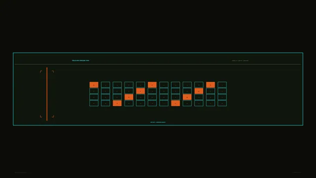 Cyan grid and orange signal on black — interface wallpaper at 3840x2160