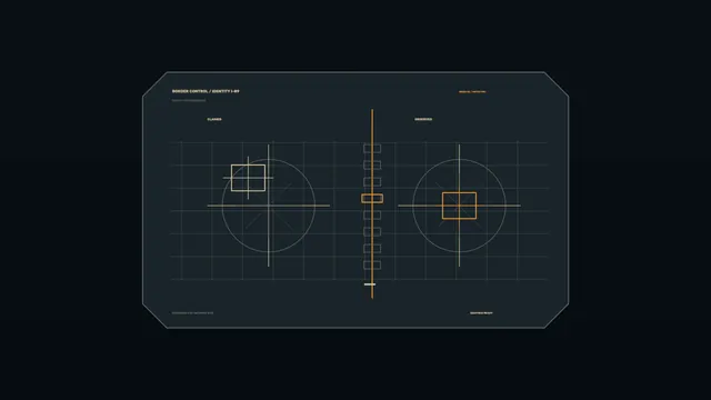 Amber alignment grid on a dark control panel — alignment diagram wallpaper at 3840x2160