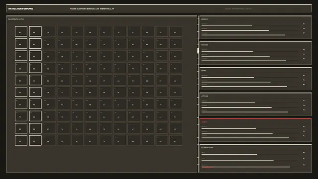 Marine diagnostic grid in charcoal and ivory — diagnostic interface wallpaper at 3840x2160