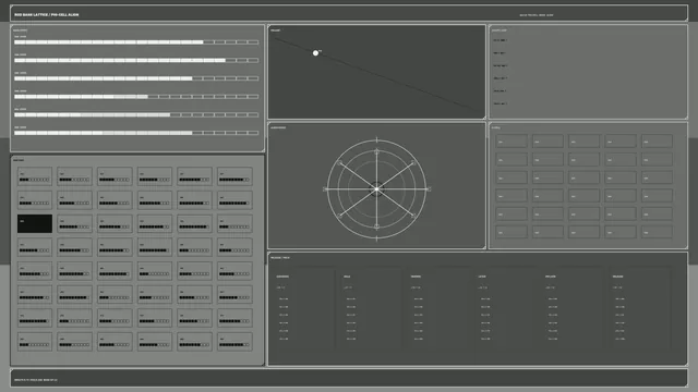 Graphite modular control panel with radial diagram — technical interface wallpaper at 3840x2160