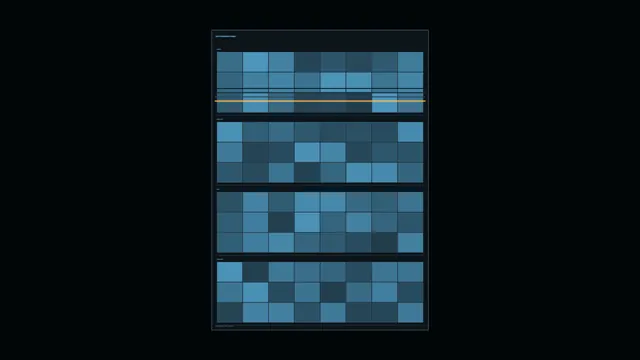 Blue Grid Panels with a Single Amber Line — blue grid wallpaper at 3840x2160