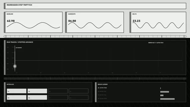 Monochrome Regression Dashboard with Waveforms — dashboard wallpaper at 3840x2160