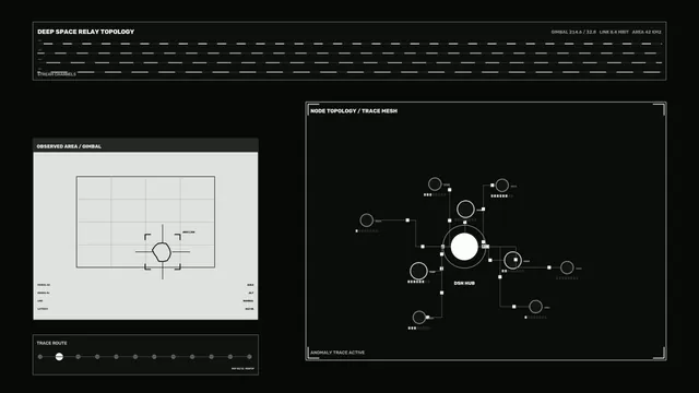 Deep-space relay topology in monochrome lines — deep space wallpaper at 3840x2160