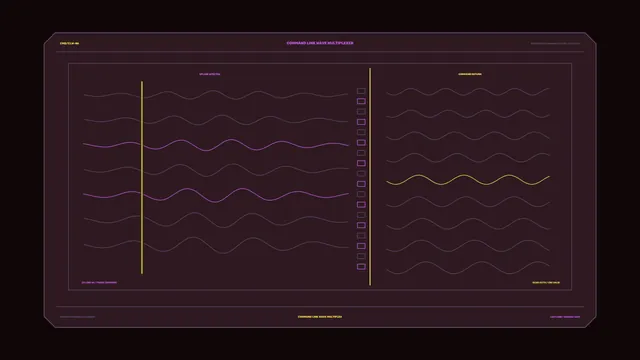 Waveform command interface in violet and gold — waveform wallpaper at 3840x2160