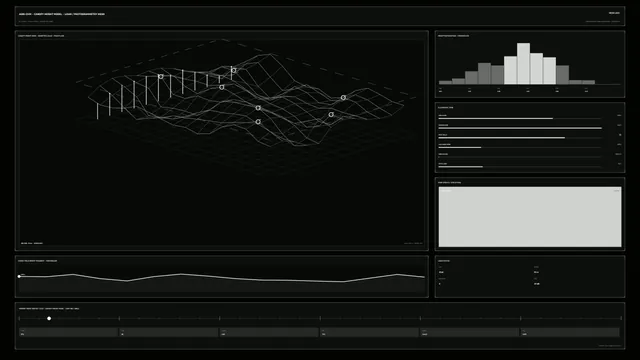 Wireframe terrain dashboard in black and white — wireframe terrain wallpaper at 3840x2160