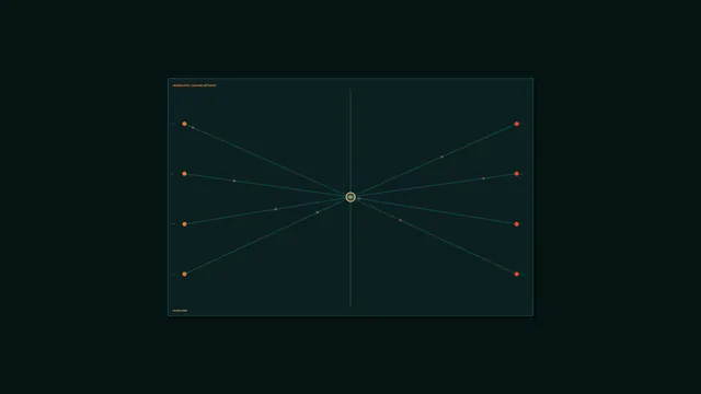 Radial network diagram in teal and ember — radial network wallpaper at 3840x2160