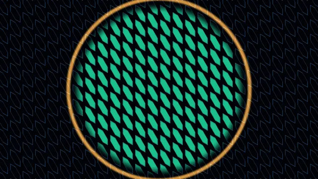 Teal geometric field within a golden circle — geometric pattern wallpaper at 3840x2160