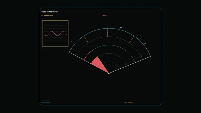 Crisis triage wedge with vital trace — diagnostic interface wallpaper at 3840x2160