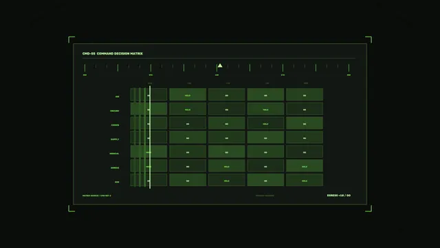 Green Command Decision Matrix on a Dark Grid — command matrix wallpaper at 3840x2160