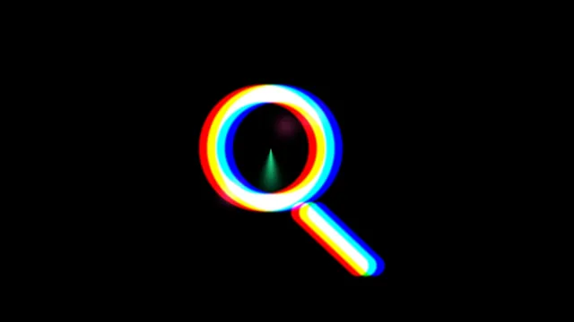 Chromatic magnifying glass on a black field — magnifying glass wallpaper at 3840x2160