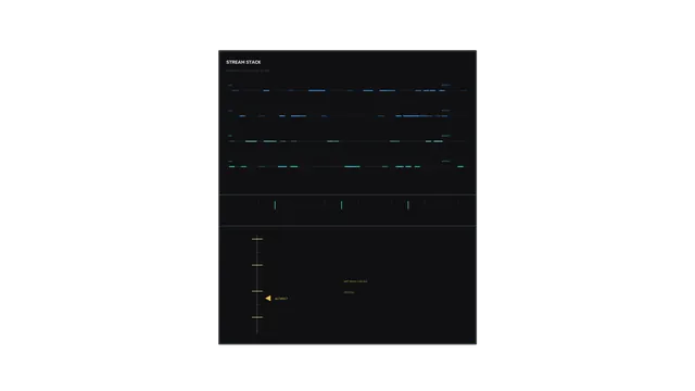 Dark stream stack with cyan and yellow traces — stream stack wallpaper at 3840x2160
