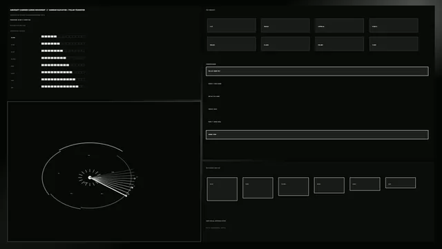 Monochrome orbital systems interface — technical interface wallpaper at 3840x2160