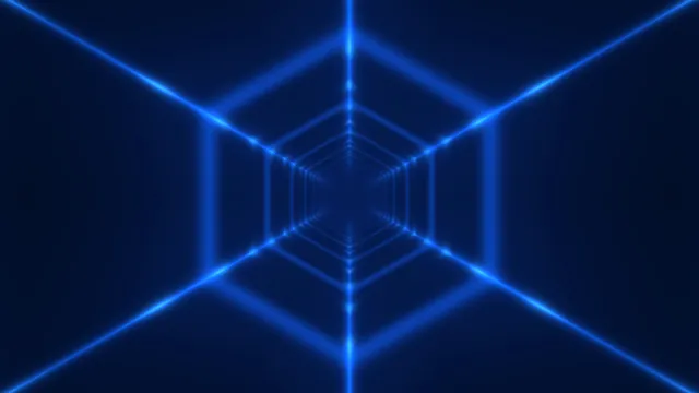 Blue luminous geometric tunnel in deep space — blue wallpaper at 3840x2160