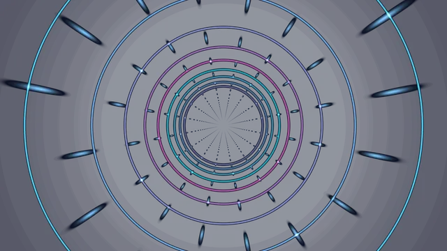Concentric neon rings in deep blue space — concentric rings wallpaper at 3840x2160