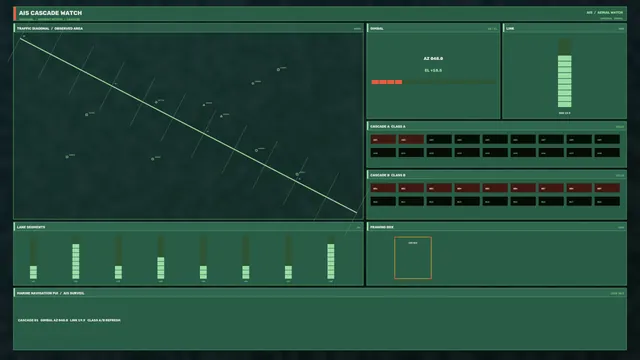 Green maritime surveillance interface with route lines — maritime surveillance wallpaper at 3840x2160