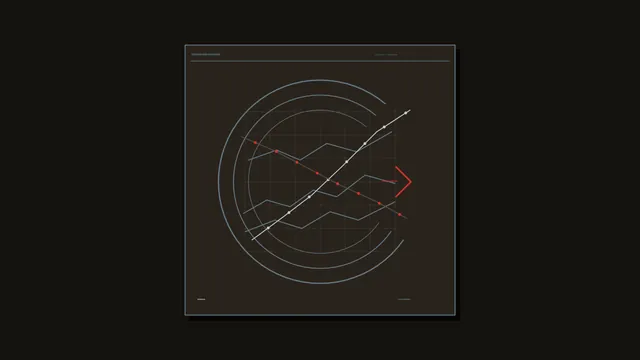 Geometric risk chart in dark umber and blue — technical chart wallpaper at 3840x2160