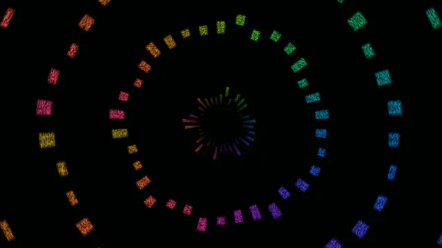 Chromatic rings of pixel light in black space — concentric rings wallpaper at 3840x2160