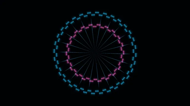 Cyan and magenta radial light wheel — radial geometry wallpaper at 3840x2160