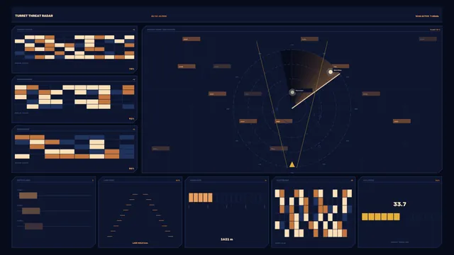 Dark radar interface with amber signal geometry — radar interface wallpaper at 3840x2160