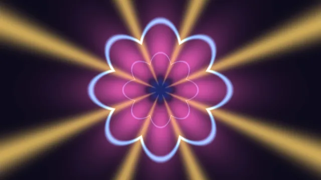 Neon magenta flower with golden rays — neon flower wallpaper at 3840x2160