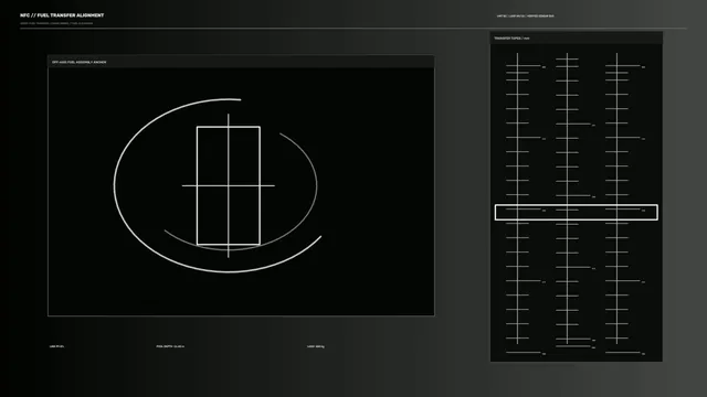 Monochrome fuel transfer alignment diagram — technical diagram wallpaper at 3840x2160