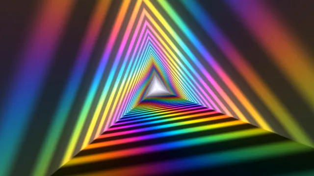 Rainbow triangle tunnel in luminous perspective — rainbow triangle wallpaper at 3840x2160
