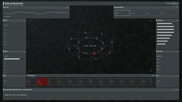 Dark Interlock Graph with Orbital Network Lines — technical interface wallpaper at 3840x2160