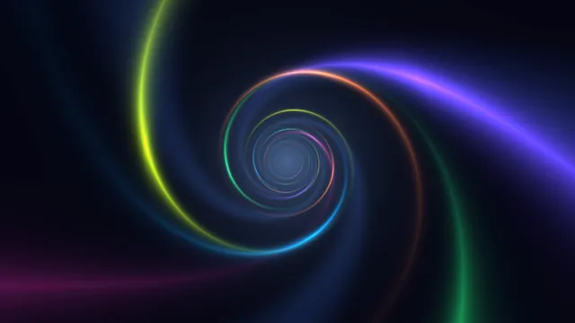 Luminous spiral rings in a deep blue field — spiral wallpaper at 3840x2160