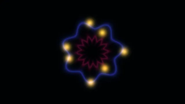 Neon rosette with blue orbit and amber lights — neon rosette wallpaper at 3840x2160