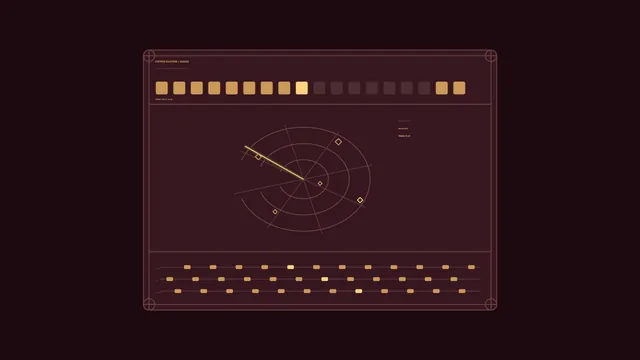 Copper radar interface in a field of negative space — radar wallpaper at 3840x2160
