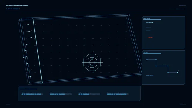 Nautical seabed mapping interface in blue — marine mapping wallpaper at 3840x2160