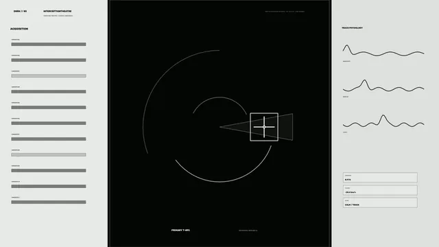 Monochrome orbital diagram with tracking panels — monochrome wallpaper at 3840x2160